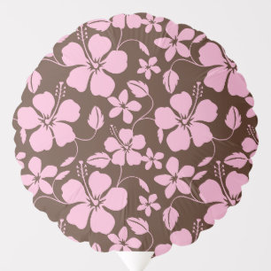 HAWAIIAN HULA (HIBISCUS) BROWN/PINK BALLOON