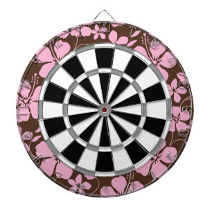 HAWAIIAN HULA (HIBISCUS) BROWN/PINK DART BOARD