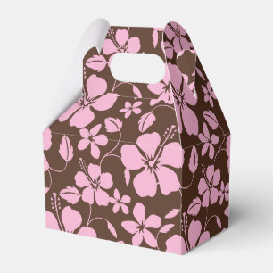 HAWAIIAN HULA (HIBISCUS) BROWN/PINK FAVOR BOXES