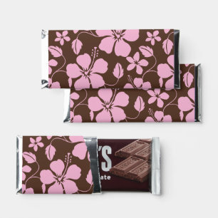 HAWAIIAN HULA (HIBISCUS) BROWN/PINK HERSHEY BAR FAVORS
