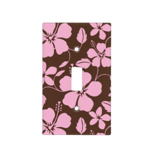 HAWAIIAN HULA (HIBISCUS) BROWN/PINK LIGHT SWITCH COVER