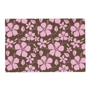 HAWAIIAN HULA (HIBISCUS) BROWN/PINK PLACEMAT