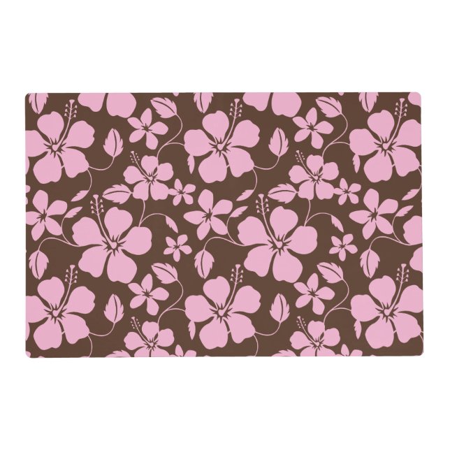 HAWAIIAN HULA (HIBISCUS) BROWN/PINK PLACEMAT (Front)