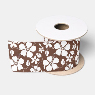 HAWAIIAN HULA (HIBISCUS) BROWN SATIN RIBBON