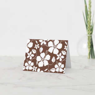 HAWAIIAN HULA (HIBISCUS) BROWN THANK YOU CARD
