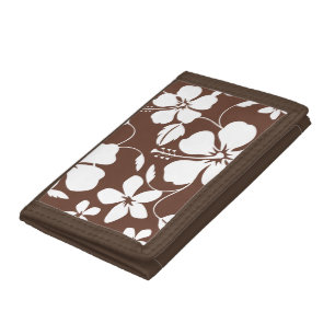 HAWAIIAN HULA (HIBISCUS) BROWN TRI-FOLD WALLET