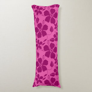 HAWAIIAN HULA (HIBISCUS) BURGUNDY WINE BODY PILLOW