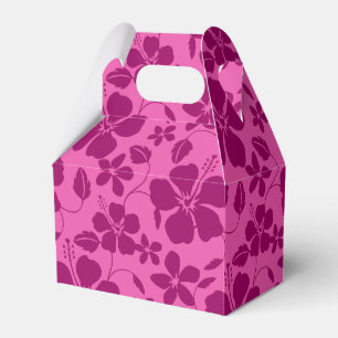 HAWAIIAN HULA (HIBISCUS) BURGUNDY WINE FAVOR BOXES