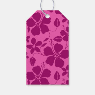 HAWAIIAN HULA (HIBISCUS) BURGUNDY WINE GIFT TAGS