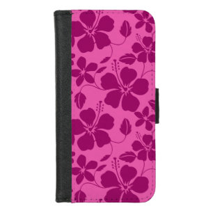HAWAIIAN HULA (HIBISCUS) BURGUNDY WINE iPhone 8/7 WALLET CASE