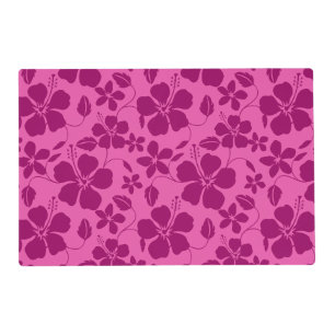 HAWAIIAN HULA (HIBISCUS) BURGUNDY WINE PLACEMAT