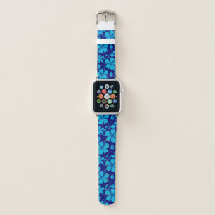 HAWAIIAN HULA (HIBISCUS) DARK/LIGHT BLUE APPLE WATCH BAND