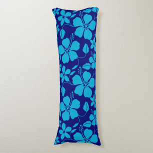 HAWAIIAN HULA (HIBISCUS) DARK/LIGHT BLUE BODY PILLOW
