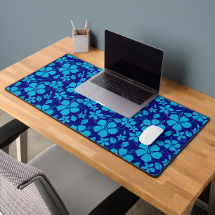 HAWAIIAN HULA (HIBISCUS) DARK/LIGHT BLUE DESK MAT