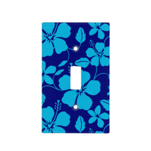 HAWAIIAN HULA (HIBISCUS) DARK/LIGHT BLUE LIGHT SWITCH COVER