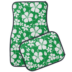 HAWAIIAN HULA (HIBISCUS) GREEN CAR FLOOR MAT