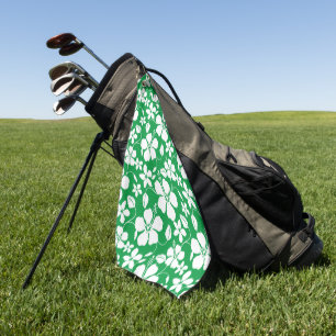 HAWAIIAN HULA (HIBISCUS) GREEN GOLF TOWEL