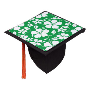 HAWAIIAN HULA (HIBISCUS) GREEN GRADUATION CAP TOPPER