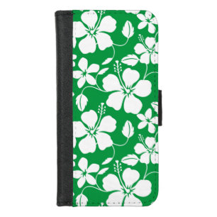 HAWAIIAN HULA (HIBISCUS) GREEN iPhone 8/7 WALLET CASE