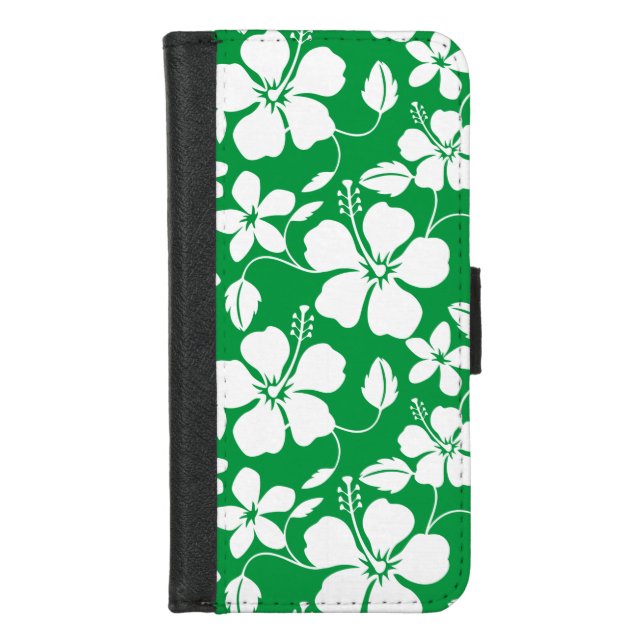 HAWAIIAN HULA (HIBISCUS) GREEN iPhone WALLET CASE (Front)