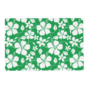 HAWAIIAN HULA (HIBISCUS) GREEN PLACEMAT