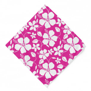 HAWAIIAN HULA (HIBISCUS) HOT PINK BANDANA