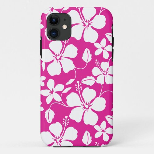 HAWAIIAN HULA HIBISCUS HOT PINK iPhone 11 CASE