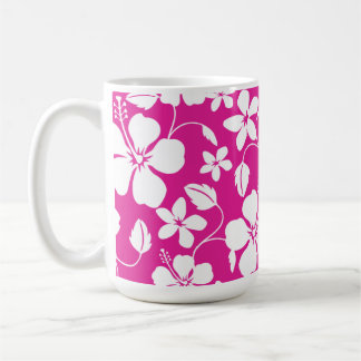 HAWAIIAN HULA (HIBISCUS) HOT PINK COFFEE MUG