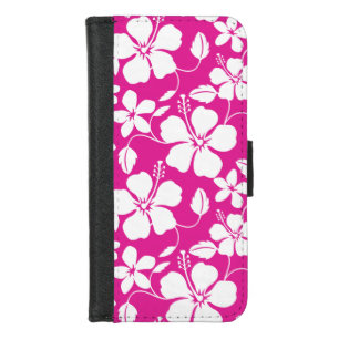 HAWAIIAN HULA (HIBISCUS) HOT PINK iPhone 8/7 WALLET CASE