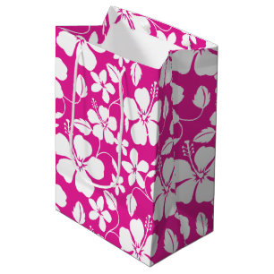 HAWAIIAN HULA (HIBISCUS) HOT PINK MEDIUM GIFT BAG