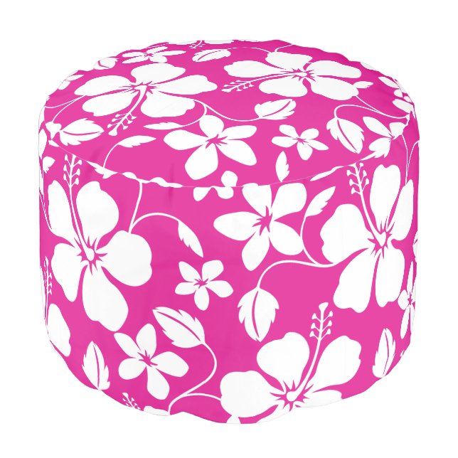 HAWAIIAN HULA (HIBISCUS) HOT PINK POUF (Angled Front)