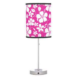 HAWAIIAN HULA (HIBISCUS) HOT PINK TABLE LAMP