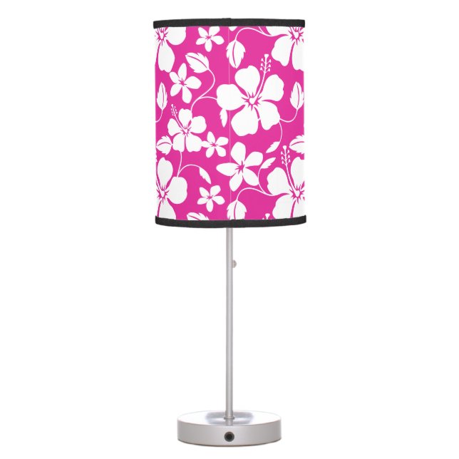 HAWAIIAN HULA (HIBISCUS) HOT PINK TABLE LAMP (Back)