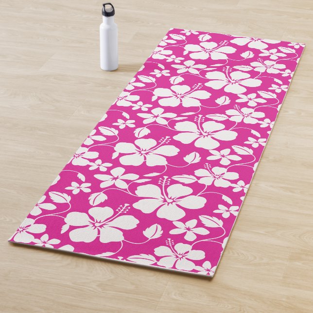 HAWAIIAN HULA (HIBISCUS) HOT PINK YOGA MAT (In Situ)