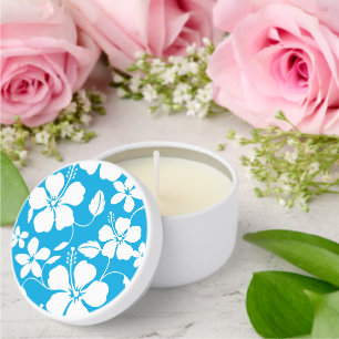 HAWAIIAN HULA (HIBISCUS) IN BLUE MINI CANDLE FAVORS