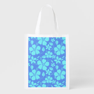 HAWAIIAN HULA (HIBISCUS) IN PERIWINKLE AND BLUE GROCERY BAG