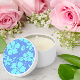 HAWAIIAN HULA (HIBISCUS) IN PERIWINKLE/TEAL MINI CANDLE FAVORS