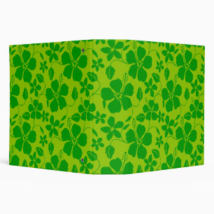 HAWAIIAN HULA (HIBISCUS) LEMON LIME 3 RING BINDER