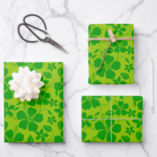 HAWAIIAN HULA (HIBISCUS) LEMON LIME WRAPPING PAPER SHEETS