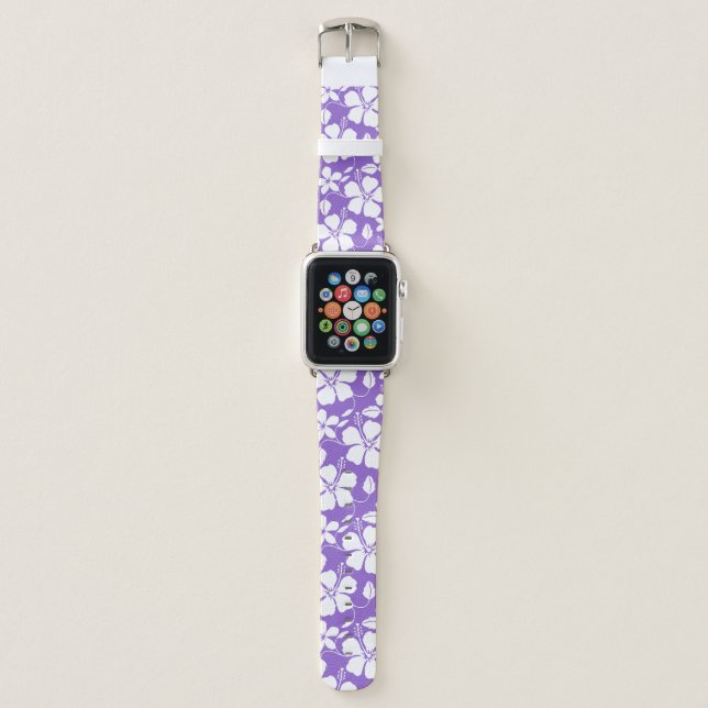 HAWAIIAN HULA (HIBISCUS) LIGHT PURPLE APPLE WATCH BAND (Front)