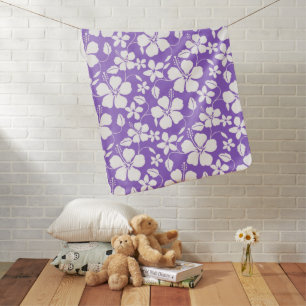 HAWAIIAN HULA (HIBISCUS) LIGHT PURPLE BABY BLANKET