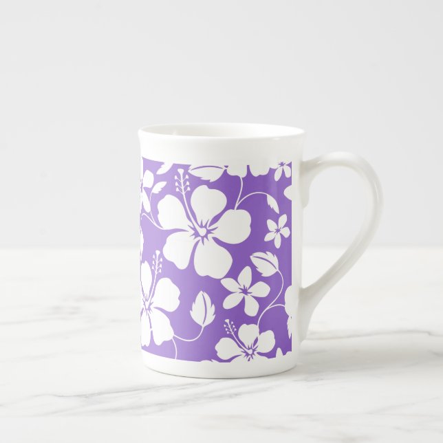 HAWAIIAN HULA (HIBISCUS) LIGHT PURPLE BONE CHINA MUG (Right)