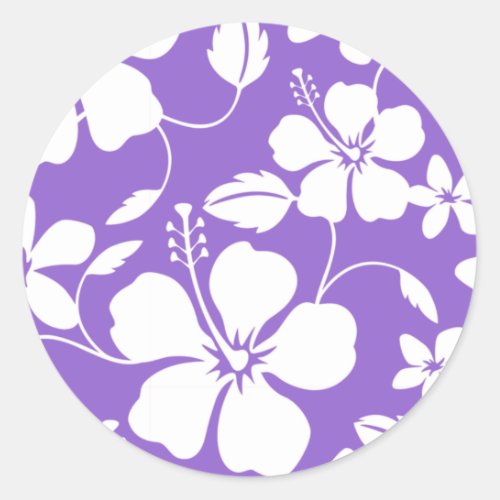 HAWAIIAN HULA HIBISCUS LIGHT PURPLE CLASSIC ROUND STICKER