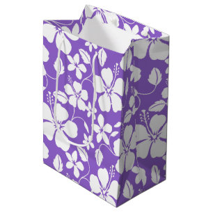 HAWAIIAN HULA (HIBISCUS) LIGHT PURPLE MEDIUM GIFT BAG