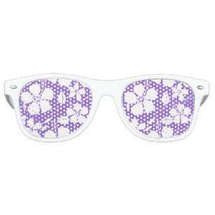 HAWAIIAN HULA (HIBISCUS) LIGHT PURPLE RETRO SUNGLASSES