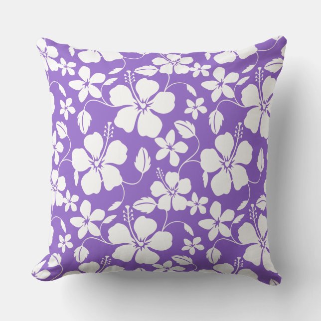 HAWAIIAN HULA (HIBISCUS) LIGHT PURPLE THROW PILLOW (Front)