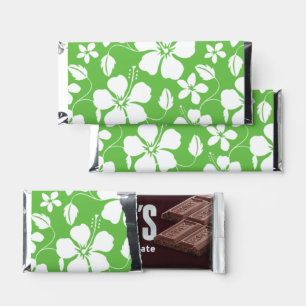 HAWAIIAN HULA (HIBISCUS) LIME HERSHEY BAR FAVORS