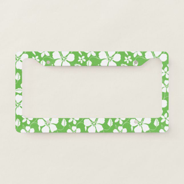 HAWAIIAN HULA (HIBISCUS) LIME LICENSE PLATE FRAME (Front)