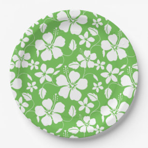 HAWAIIAN HULA (HIBISCUS) LIME PAPER PLATES