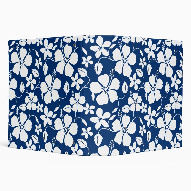 HAWAIIAN HULA (HIBISCUS) NAVY 3 RING BINDER (Background)
